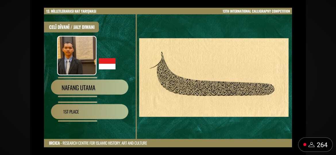 Alumni Pesantren Kaligrafi SAKAL Jombang Raih Juara 1 Kategori Diwani jali Kompetisi Kaligrafi Internasional IRCICA 2025